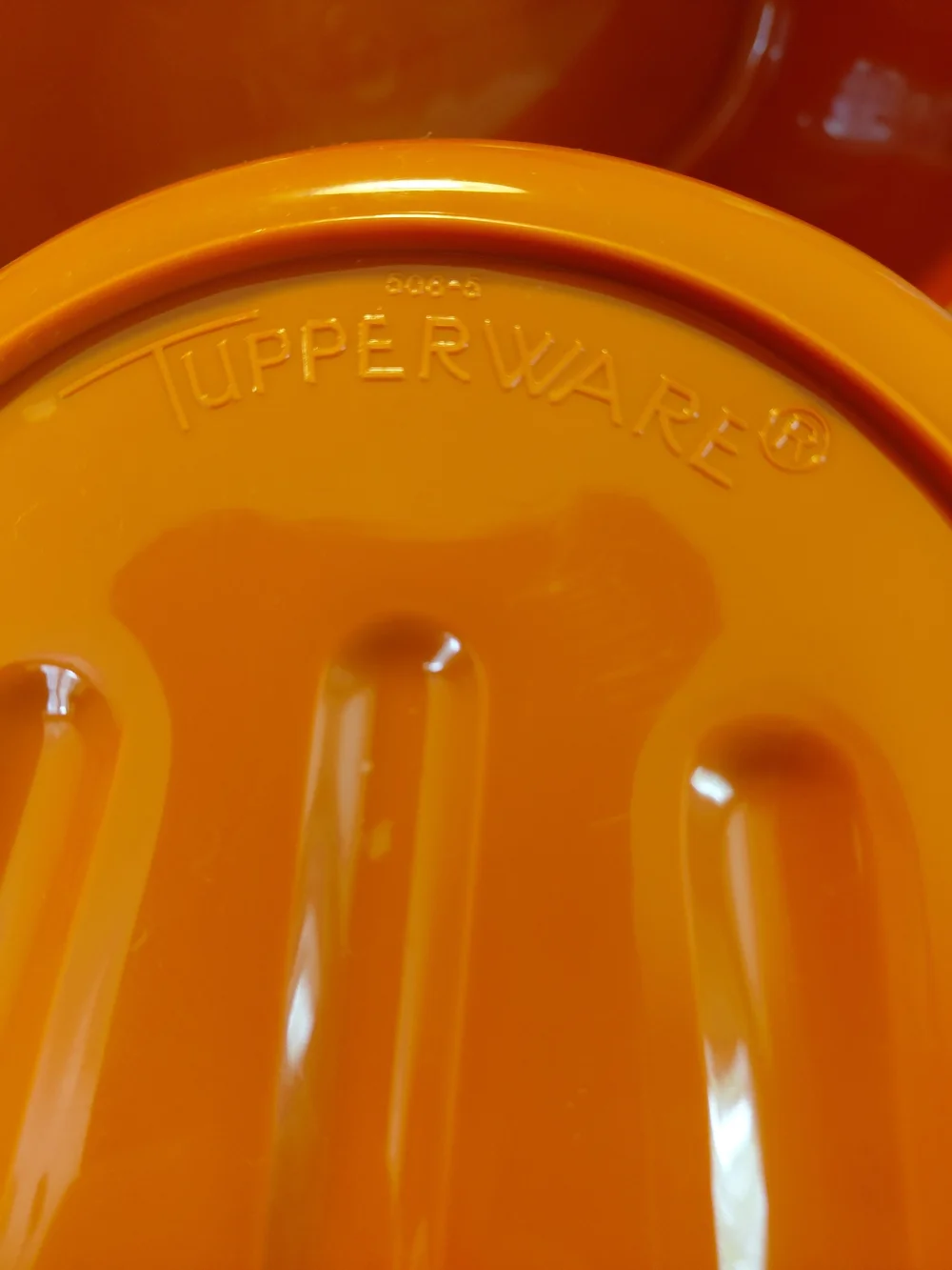 Vtg Tupperware Roast/Ham Keeper~Orange With Lid & Holder ~3 Pcc